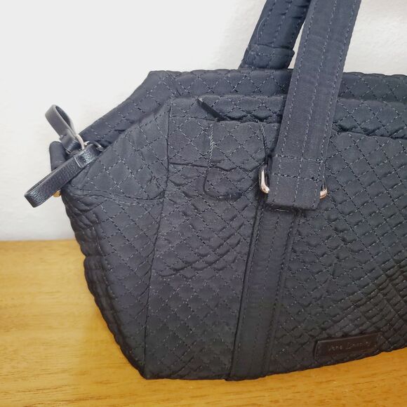 Vera Bradley Black Quilted Purse Medium Cosmetic Bag Travel Makeup Case - Picture 3 of 5